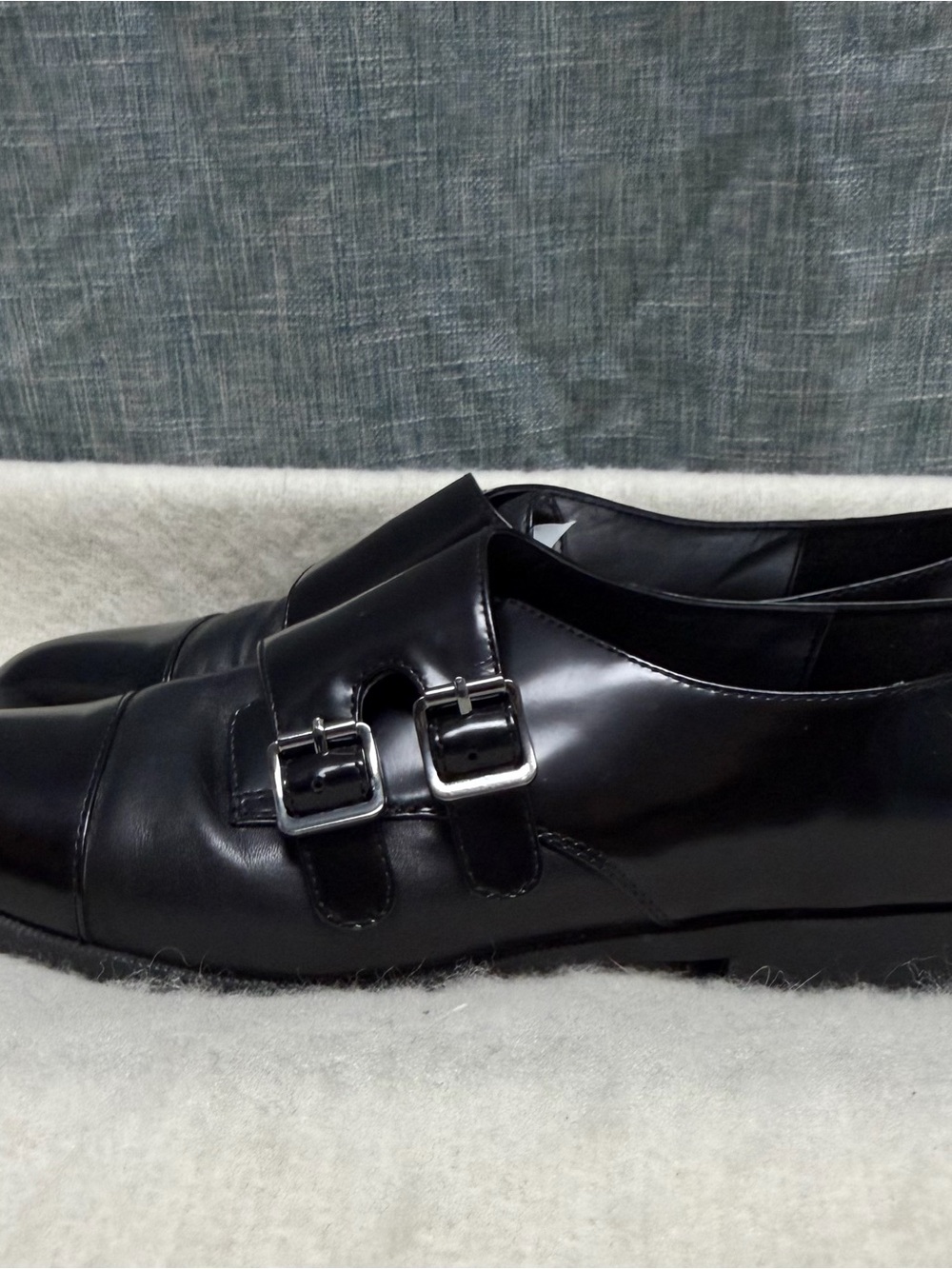 Marc Fisher Black Leather Double-Buckle Monk Loafers - Picture 2 of 4